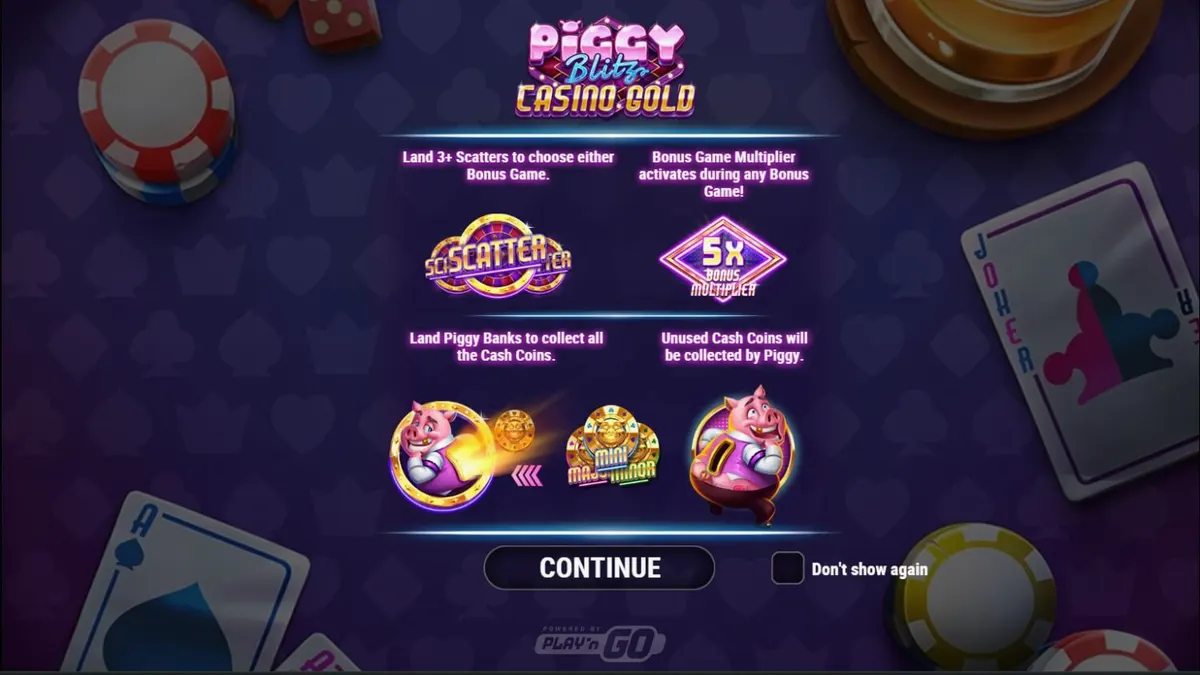 Tampilan visual neon mewah dari slot Piggy Blitz Casino Gold