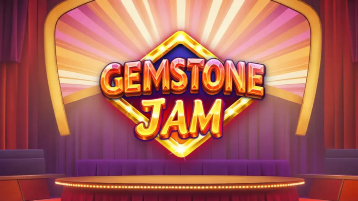 Tampilan visual slot Gemstone Jam dengan nuansa studio TV mewah