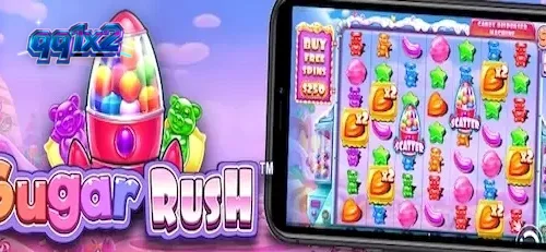 Tampilan visual cerah dan penuh warna dari slot Sugar Rush dengan grid 7x7.